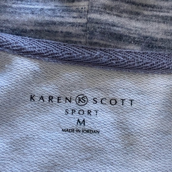 Karen Scott Sport Cowl Neck Tunic Top Blue Pattern Long Sleeve Size Medium - Picture 3 of 10